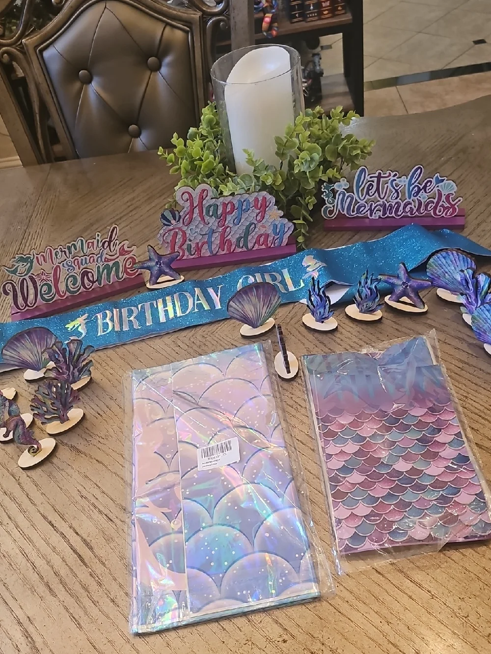 Mermaid Birthday Party Decorations Set - Blue Purple Iridescent